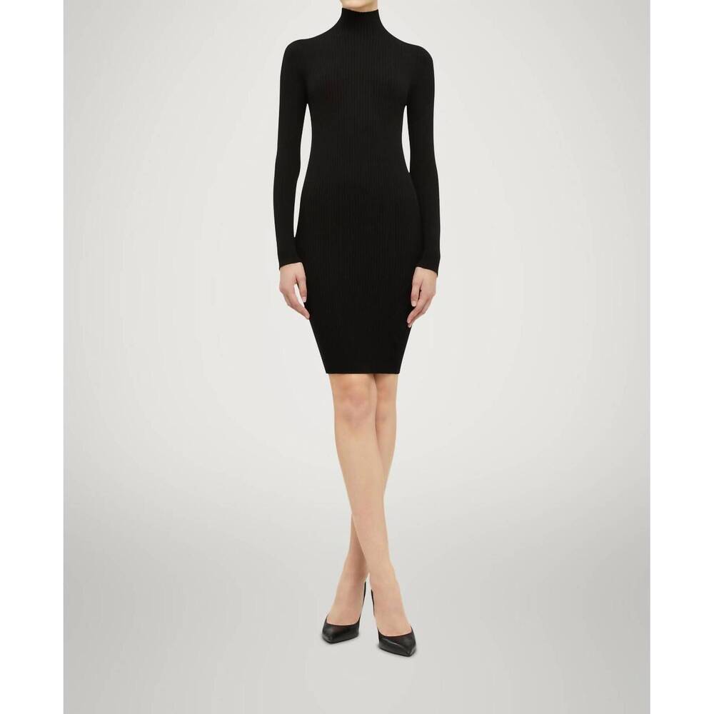 NEW WOLFORD viscose rib dress in black